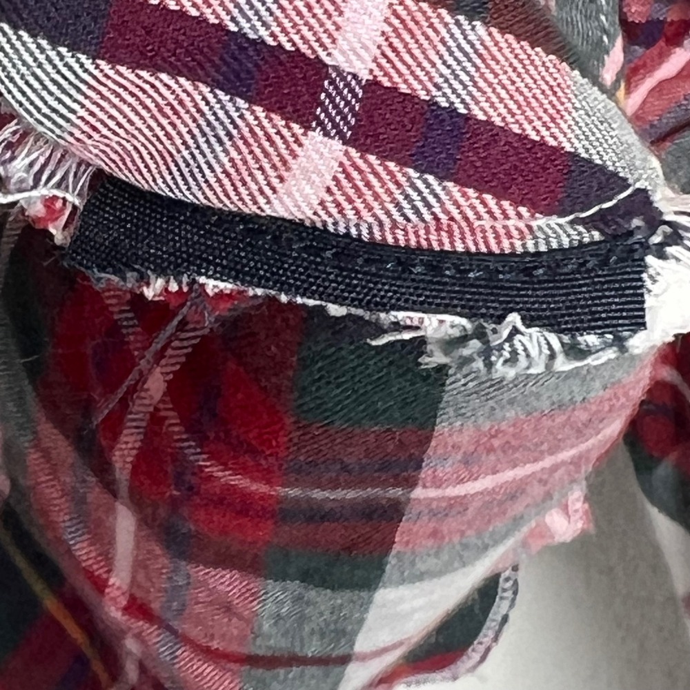 Tommy Hilfiger Red Plaid Ruffle Trim Button Up Top XL Western Cowgirl Preppy - Picture 6 of 12